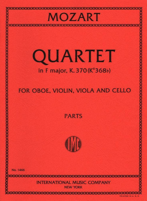 Oboe Quartet F Major KV.370&nbsp;&nbsp;Oboe, Geige, Bratsche und Violoncello&nbsp;&nbsp;Stimmensatz
