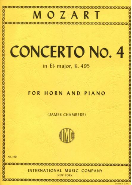 Horn Concerto no.4 EbMaj&nbsp;&nbsp;for horn and piano&nbsp;&nbsp;Partitur (zugleich Spielpartitur)