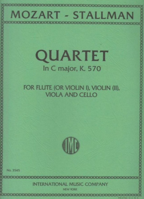 Quartet C major K570&nbsp;&nbsp;for flute, violin, viola and cello&nbsp;&nbsp;parts