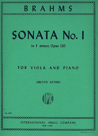Sonata f minor no.1 op.120&nbsp;&nbsp;for viola and piano&nbsp;&nbsp;