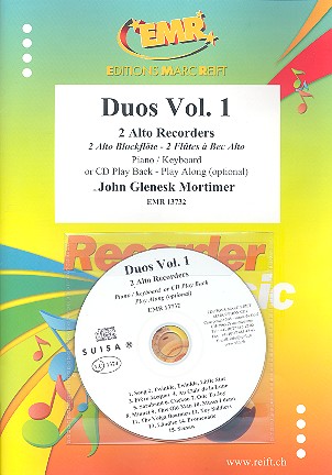 Duos vol.1 (+CD):&nbsp;&nbsp;for 2 alto recorders and piano&nbsp;&nbsp;score and parts