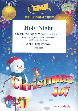 Holy Night&nbsp;&nbsp;for mixed chorus and 4 woodwind instruments (rhythm group ad lib)&nbsp;&nbsp;score and parts (incl. 20 chorus scores)