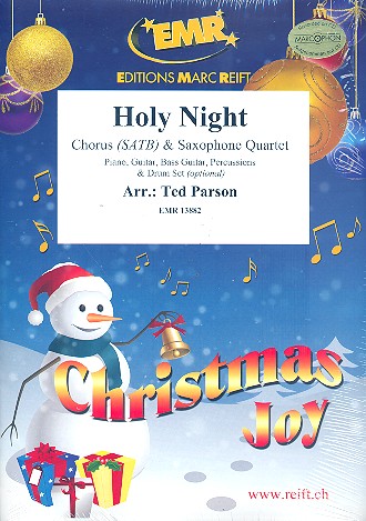 Holy Night&nbsp;&nbsp;for mixed chorus and 4 saxophones (rhythm group ad lib)&nbsp;&nbsp;score and parts (incl. 20 chorus scores)