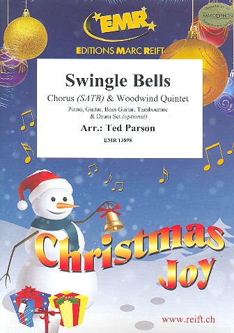 Swingle Bells  for mixed chorus and 5 woodwind instruments (rhythm group ad lib)  score and parts (incl. 20 chorus scores)