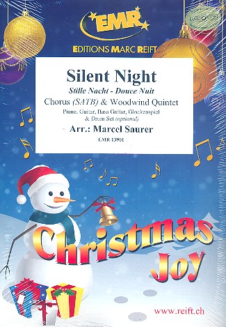 Silent Night  for mixed chorus and 5 woodwind instruments (rhythm group ad lib)  score and parts (incl. 20 chorus scores)