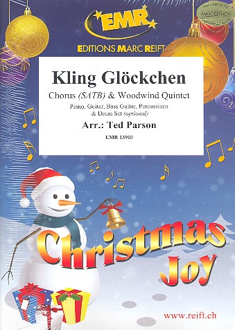 Kling Glöckchen kling&nbsp;&nbsp;for mixed chorus and 5 woodwind instruments (rhythm group ad lib)&nbsp;&nbsp;score and parts (incl. 20 chorus scores)