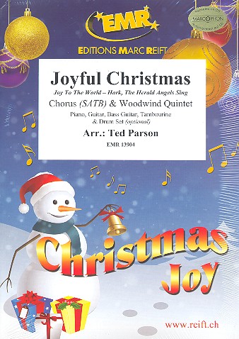 Joyful Christmas&nbsp;&nbsp;for mixed chorus and 5 woodwind instruments (rhythm group ad lib)&nbsp;&nbsp;score and parts (incl. 20 chorus scores)