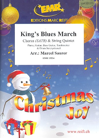 King's Blues March&nbsp;&nbsp;for mixed chorus and 5 strings (rhythm group ad lib)&nbsp;&nbsp;score and parts (incl. 20 chorus scores)