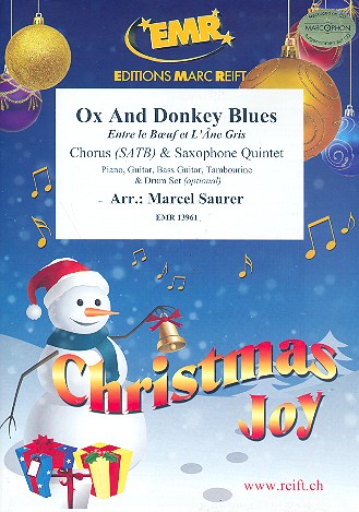 Ox and Donkey Blues&nbsp;&nbsp;for mixed chorus and 5 saxophones (rhythm group ad lib)&nbsp;&nbsp;score and parts (incl. 20 chorus scores)