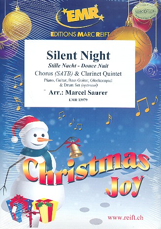 Stille Nacht  for mixed chorus and 5 clarinets (rhythm group ad lib)  score and parts (incl. 20 chorus scores)