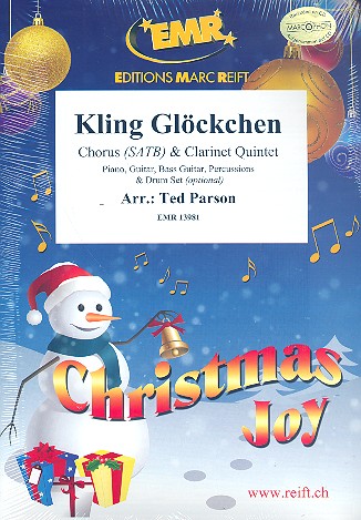 Kling Glöckchen kling&nbsp;&nbsp;for mixed chorus and 5 clarinets (rhythm group ad lib)&nbsp;&nbsp;score and parts (incl. 20 chorus scores)