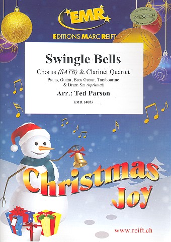 PARSON, Ted (Arr.) Swingle Bells  for mixed chorus and 4 clarinets (rhythm group ad lib)  score and parts (incl. 20 chorus scores)