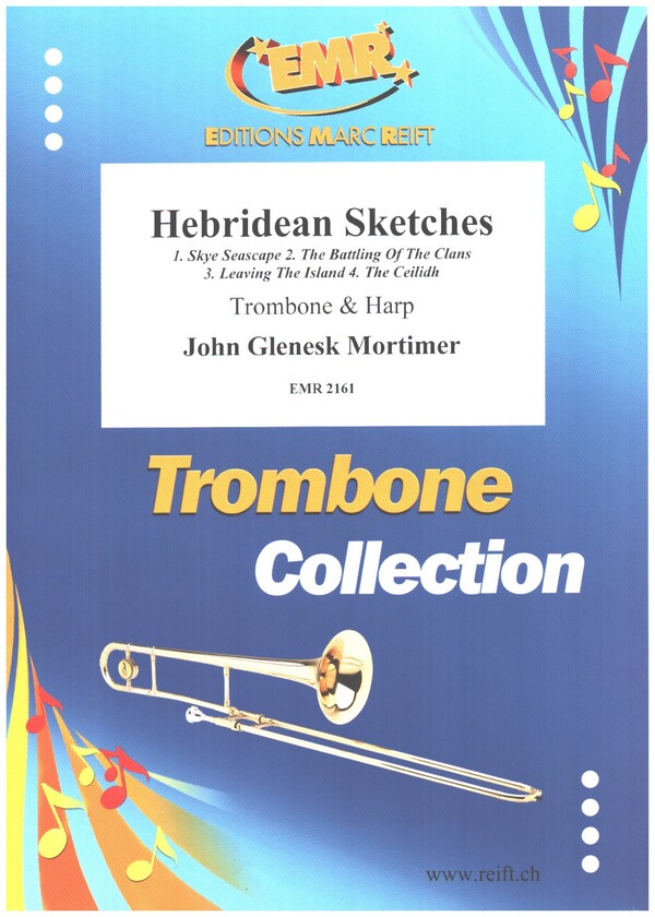 Hebridean Sketches&nbsp;&nbsp;for trombone and harp&nbsp;&nbsp;harp score and trombone parts (alto, bass, treble clef)