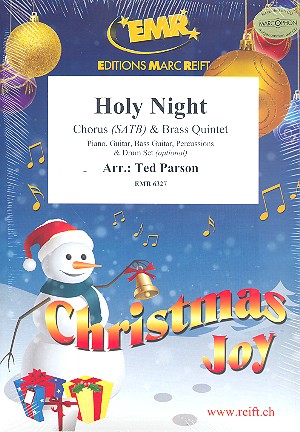 Holy Night&nbsp;&nbsp;for mixed chorus and 5 brass instruments (rhythm group ad lib)&nbsp;&nbsp;score, instrumental parts and 20 chorus scores