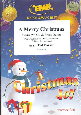 A merry Christmas&nbsp;&nbsp;for mixed chorus and 5 brass instruments (rhythm group ad lib)&nbsp;&nbsp;score and parts (incl. 20 chorus scores)
