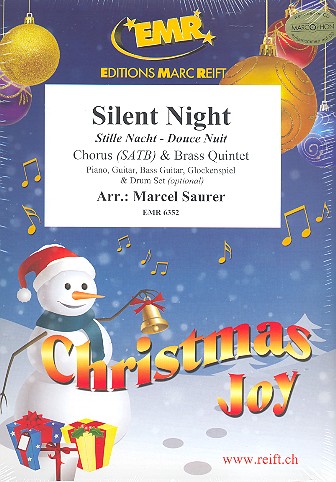 Stille Nacht  for mixed chorus and 5 brass instruments (rhythm group ad lib)  score and parts (incl. 20 chorus scores)