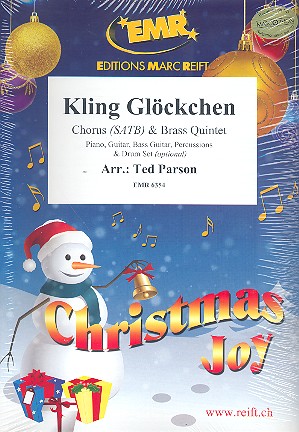 Kling Glöckchen kling&nbsp;&nbsp;for mixed chorus and 5 brass instruments (rhythm group ad lib)&nbsp;&nbsp;score, instrumental parts and 20 chorus scores