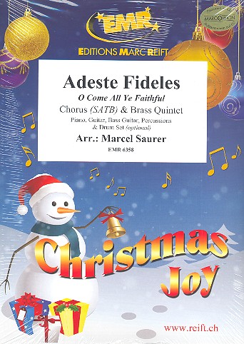 Adeste fideles&nbsp;&nbsp;for mixed chorus and 5 brass instruments (rhythm group ad lib)&nbsp;&nbsp;score and parts (incl. 20 chorus scores)