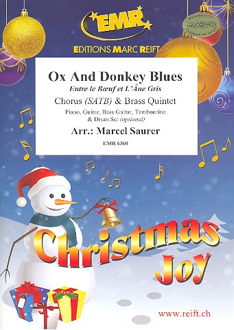 Ox And Donkey Blues&nbsp;&nbsp;for mixed chorus and 5 brass instruments (rhythm group ad lib)&nbsp;&nbsp;score and parts (incl. 20 chorus scores)