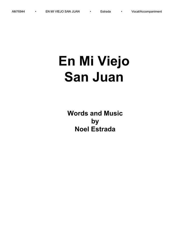 Noel Estrada: En Mi Viejo San Juan&nbsp;&nbsp;Voice, Piano Accompaniment&nbsp;&nbsp;Sheet Music & Songbooks/Vocal & Choral/Voice/Latin/Vocal Work
