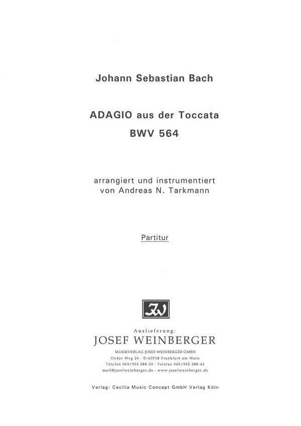 Adagio  aus der Toccata  Partitur/Fotokopie