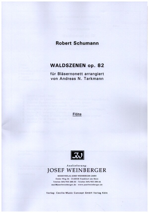 Waldszenen op.82&nbsp;&nbsp;für Bläsernonett (Fl, 2Ob, 2Klar, 2Hrn, 2Fag)&nbsp;&nbsp;Stimmen