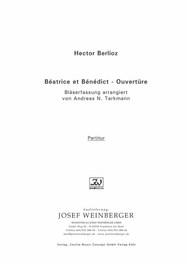 Ouvertüre aus Béatrice et Bénédict&nbsp;&nbsp;Fassung für Bläser&nbsp;&nbsp;Partitur