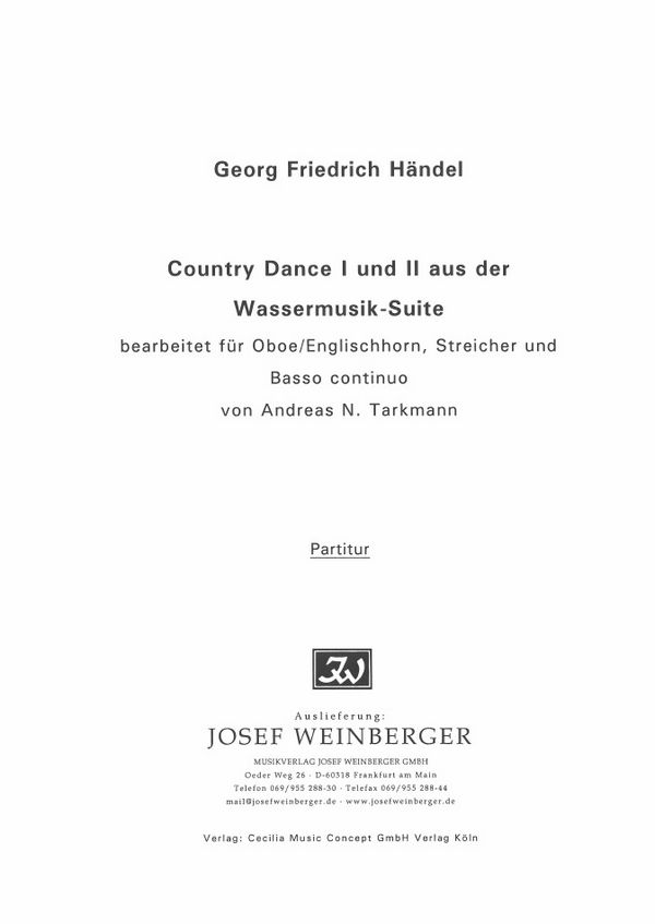 Country Dance I + II&nbsp;&nbsp;Wassermusik-Suite&nbsp;&nbsp;Partitur/Stimmensatz ob/englhn/cemb / str/fag
