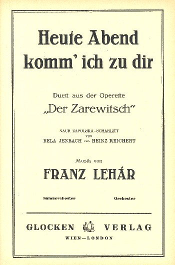 Heute Abend komm' ich zu dir&nbsp;&nbsp;für Salonorchester&nbsp;&nbsp;Stimmensatz