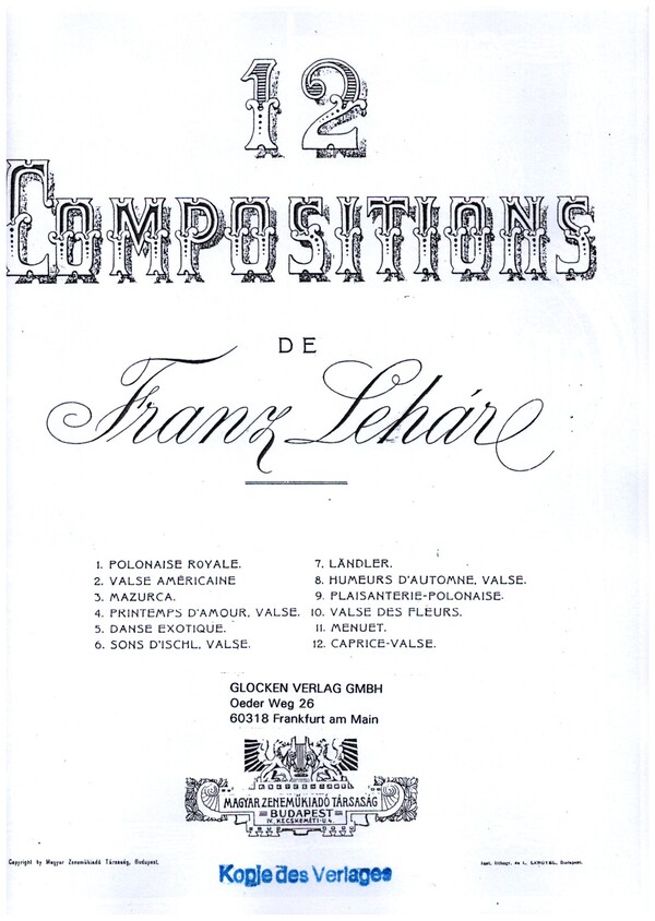 12 Compositions  für Klavier  Verlagskopie