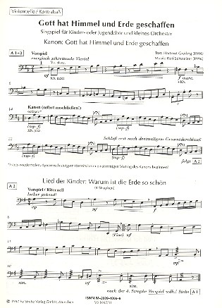 Gott hat Himmel und Erde geschaffen  für Kinderchor (Jugendchor) und kleines Orchester  Violoncello/Kontrabass