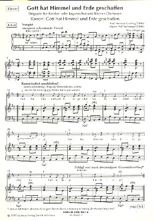 Gott hat Himmel und Erde geschaffen  für Kinderchor (Jugendchor) und kleines Orchester  Klavier