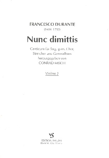 Nunc dimmitis&nbsp;&nbsp;für gem Chor (SSATB), Streicher und Bc&nbsp;&nbsp;Violin 2