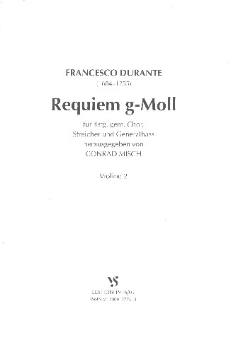 Requiem g-Moll&nbsp;&nbsp;für gem Chor, Streicher und Bc&nbsp;&nbsp;Violine 2