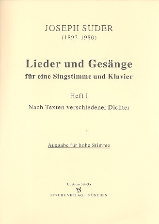 Lieder und Gesänge Band 1  für Gesang (hoch) und Klavier  