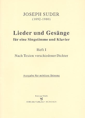 Lieder und Gesänge Band 1 für Gesang  (mittel) und Klavier  