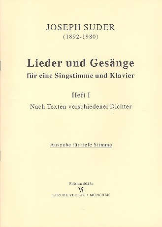 Lieder und Gesänge Band 1 für Gesang  (tief) und Klavier  