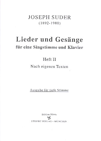 Lieder und Gesänge Band 2 für Gesang  (tief) und Klavier  