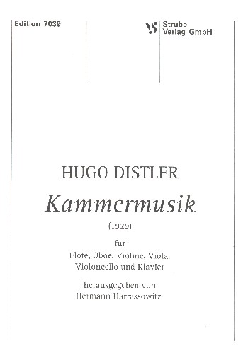 Kammermusik  für Flöte, Oboe, Violine, Viola, Violoncello und Klavier  Partitur