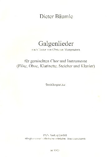 Galgenlieder&nbsp;&nbsp;für gemischten Chor und Instrumente&nbsp;&nbsp;Instrumentalstimmen