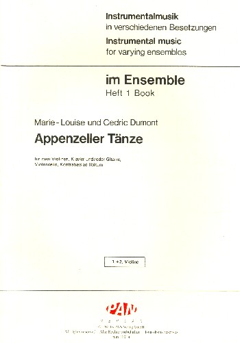 Appenzeller Tänze  für 2 Violinen, Klavier (Gitarre) und Violoncello (Kontrabass ad lib)  Streicherstimmen