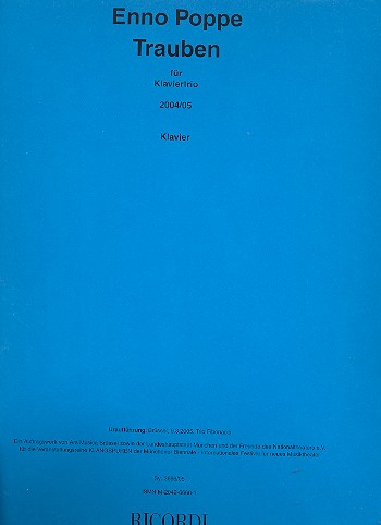 Trauben für Violine, Violonello  und Klavier  Stimmen