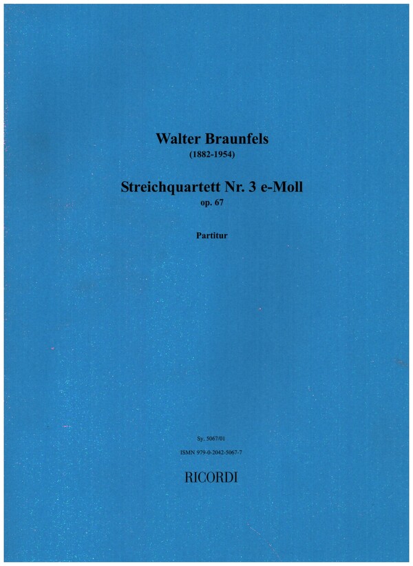 Streichquartett e-Moll Nr.3 op.67  für 2 Violinen, Viola und Violoncello  Partitur