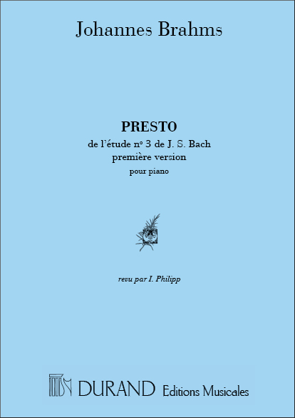Brahms  Etude N 3 Piano (1Zre Version Presto De Bach Bwv&nbsp;&nbsp;Piano&nbsp;&nbsp;
