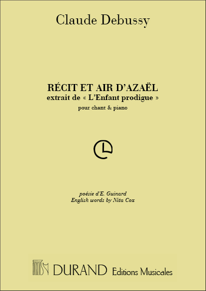 Debussy Recit Et Air Azael Vm&nbsp;&nbsp;Canto (O Voce Recit) E Pianoforte&nbsp;&nbsp;