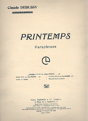 Printemps&nbsp;&nbsp;pour violon et piano&nbsp;&nbsp;
