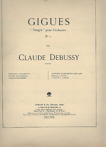 Gigues de Images pour orchestre  pour piano à 4 mains  