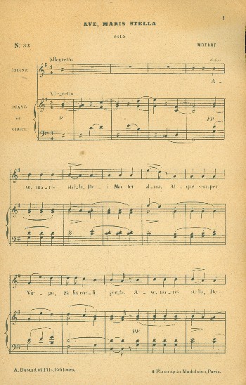 Ave maris stella&nbsp;&nbsp;pour chant et piano (orgue)&nbsp;&nbsp;