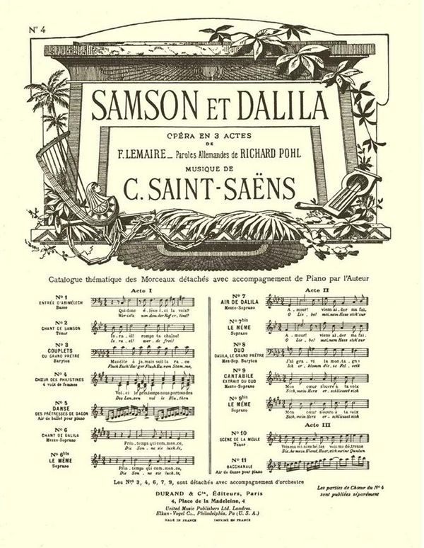 C. Saint-Saens Samson Et Dalila N 4 Fr-All Choeur-Piano&nbsp;&nbsp;Choir&nbsp;&nbsp;