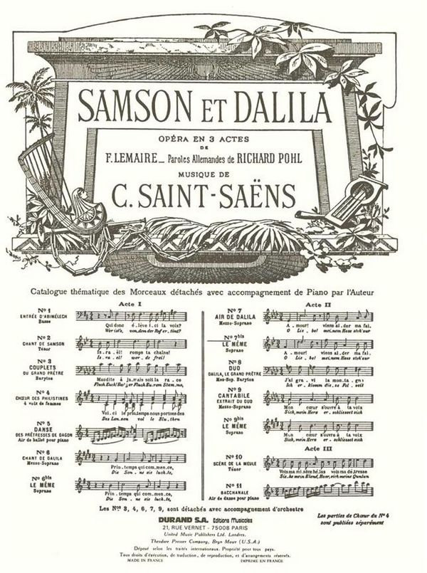 C. Saint-Saens Samson Et Dalila N 7B Fr-All Soprano-Pno&nbsp;&nbsp;Vocal and Piano&nbsp;&nbsp;